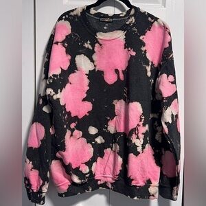 Acidi Tees Black With Pink/Cream Splatter Design Sweatshirt